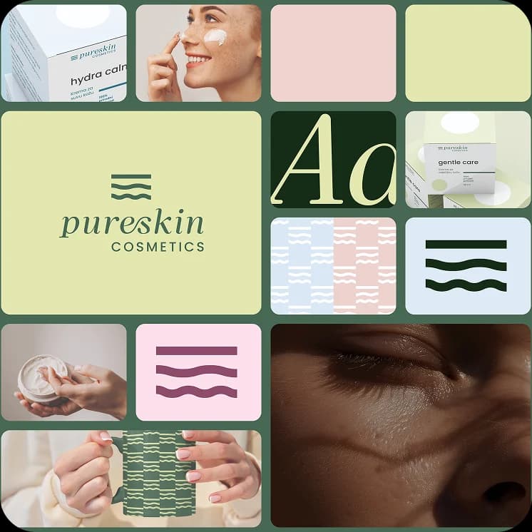 Pureskin Cosmetics brand design collage